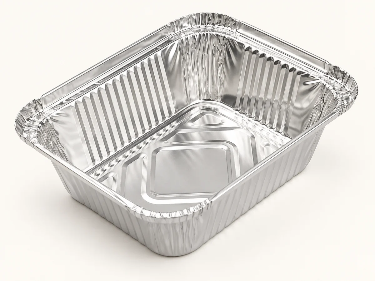 Deep rectangular foil container