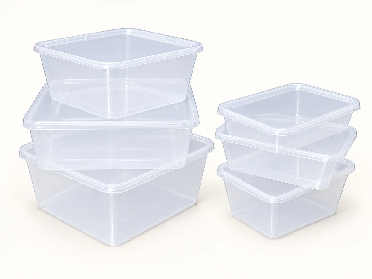 Rectangular plastic containers with lids